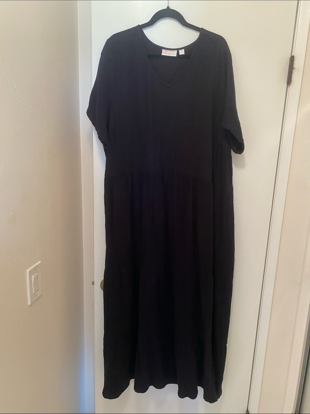Belle by Kim Gravel Black V-Neck Tiered Maxi Dress 2X